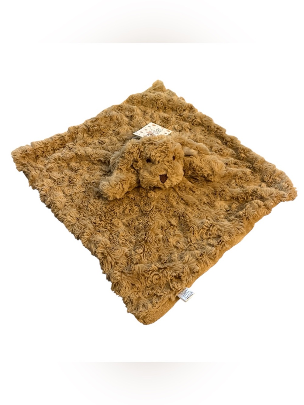 Oobles - Brown Puppy Dog Plush Security blanket with Rattle